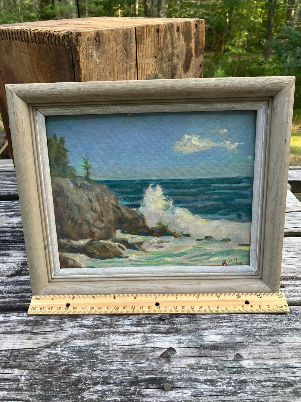 Vintage Original Signed Oil Painting Framed Impressionist Coastal Seascape Art
